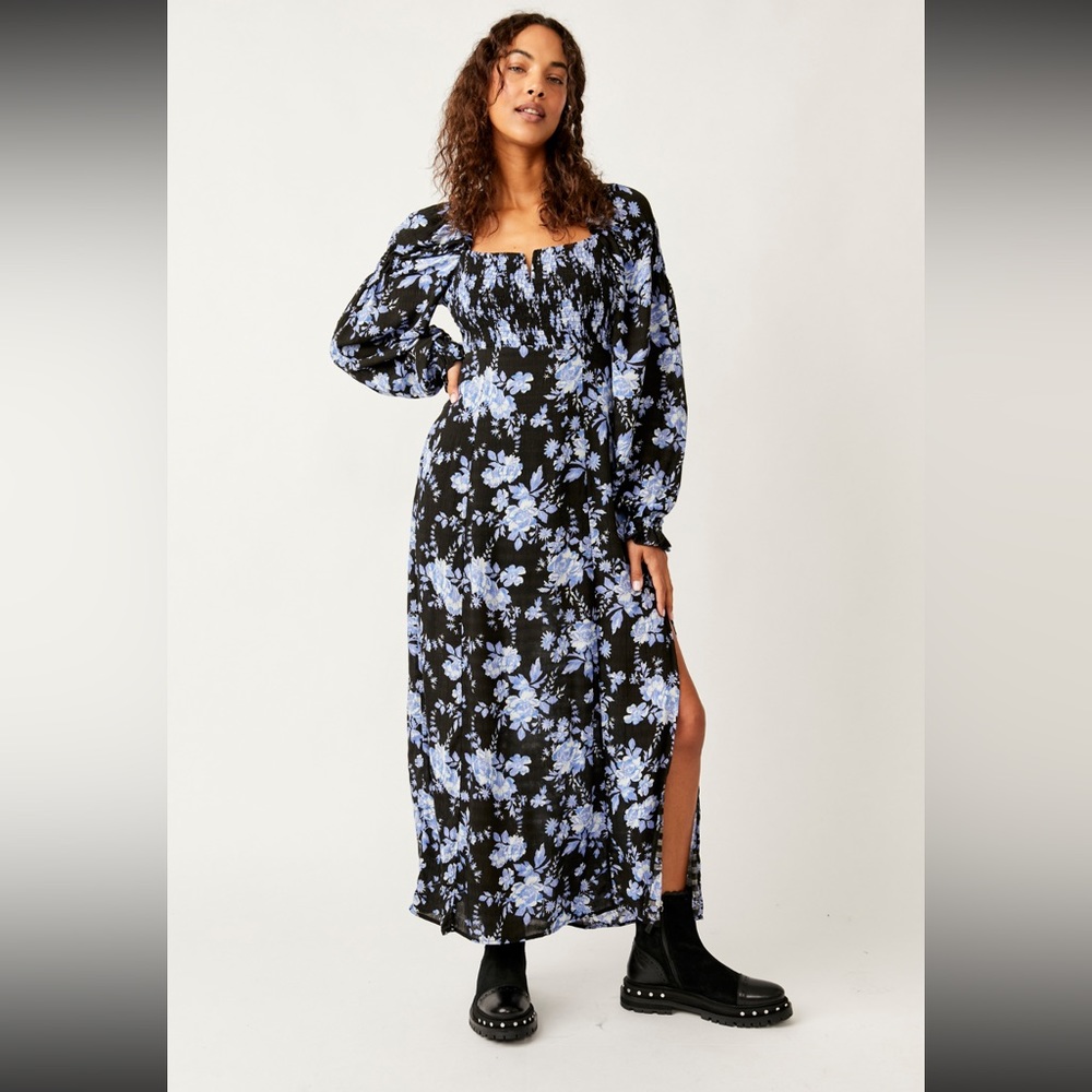 Free People Jaymes Midi Dress- Black Combo